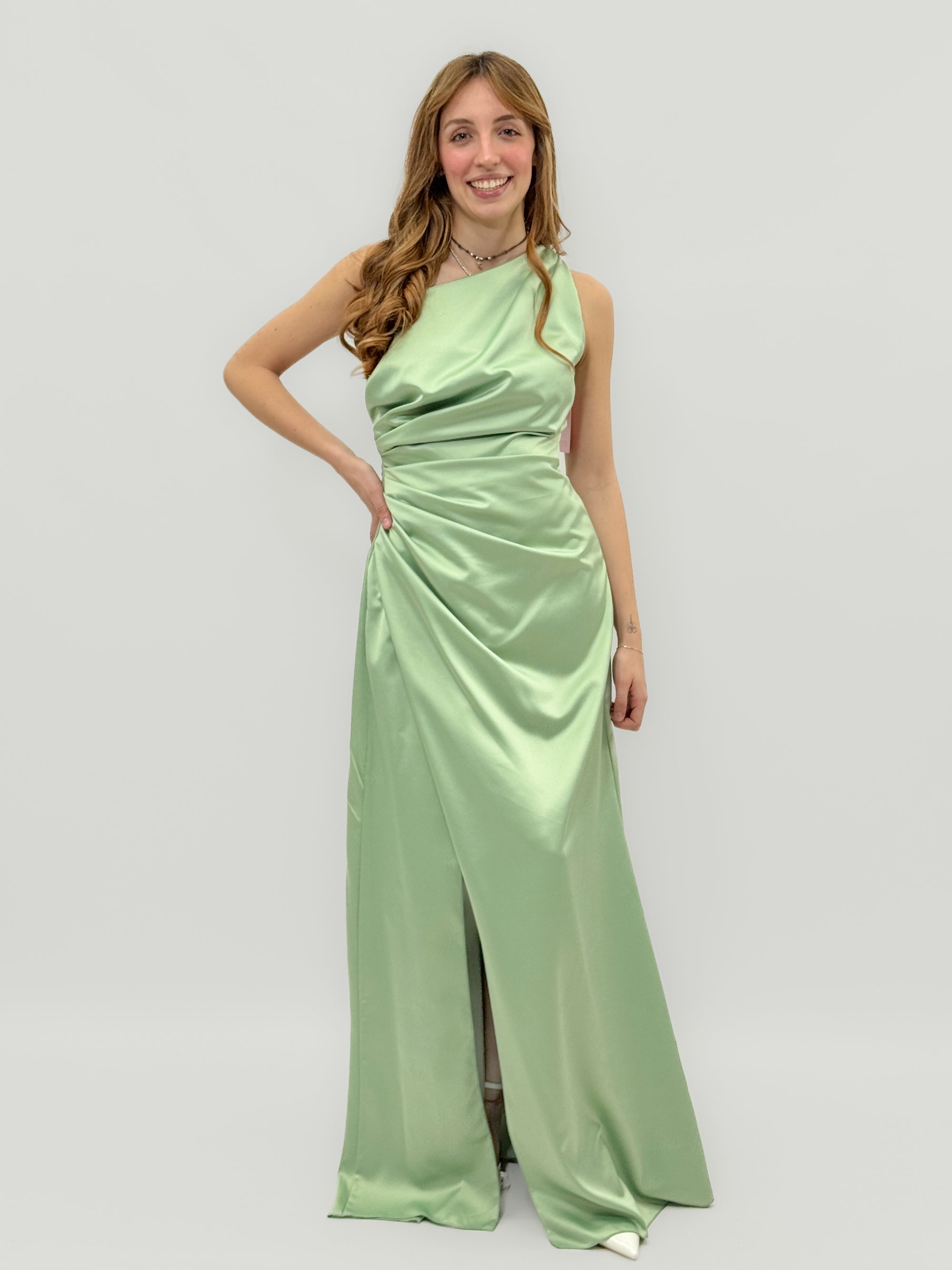 Abito Lungo Monospalla con Spacco – Elegante da Cerimonia