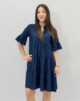Abito in jeans con balze