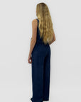Completo Effetto Lino con Top Incrociato e Pantalone Palazzo