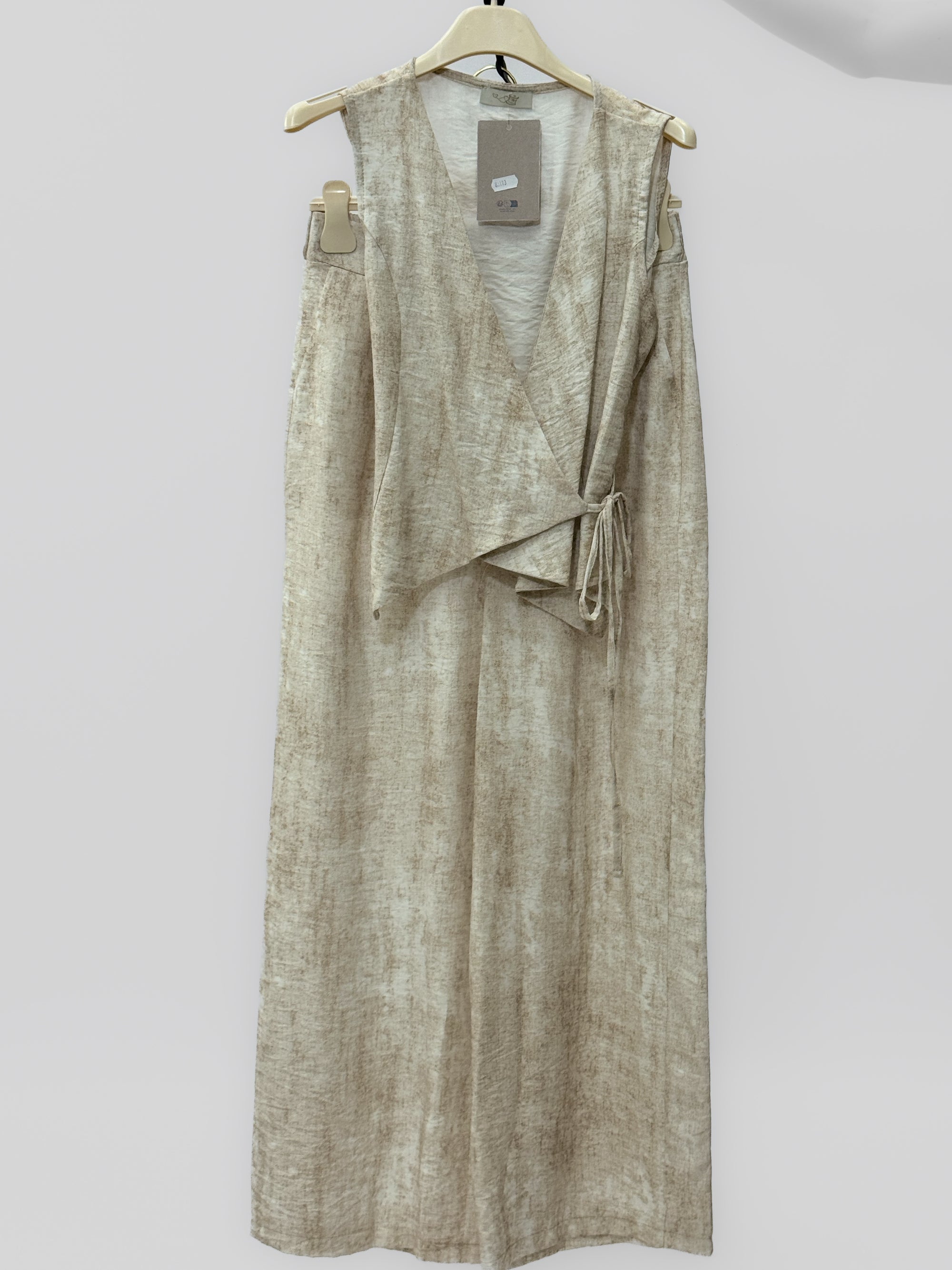 Completo Effetto Lino con Top Incrociato e Pantalone Palazzo