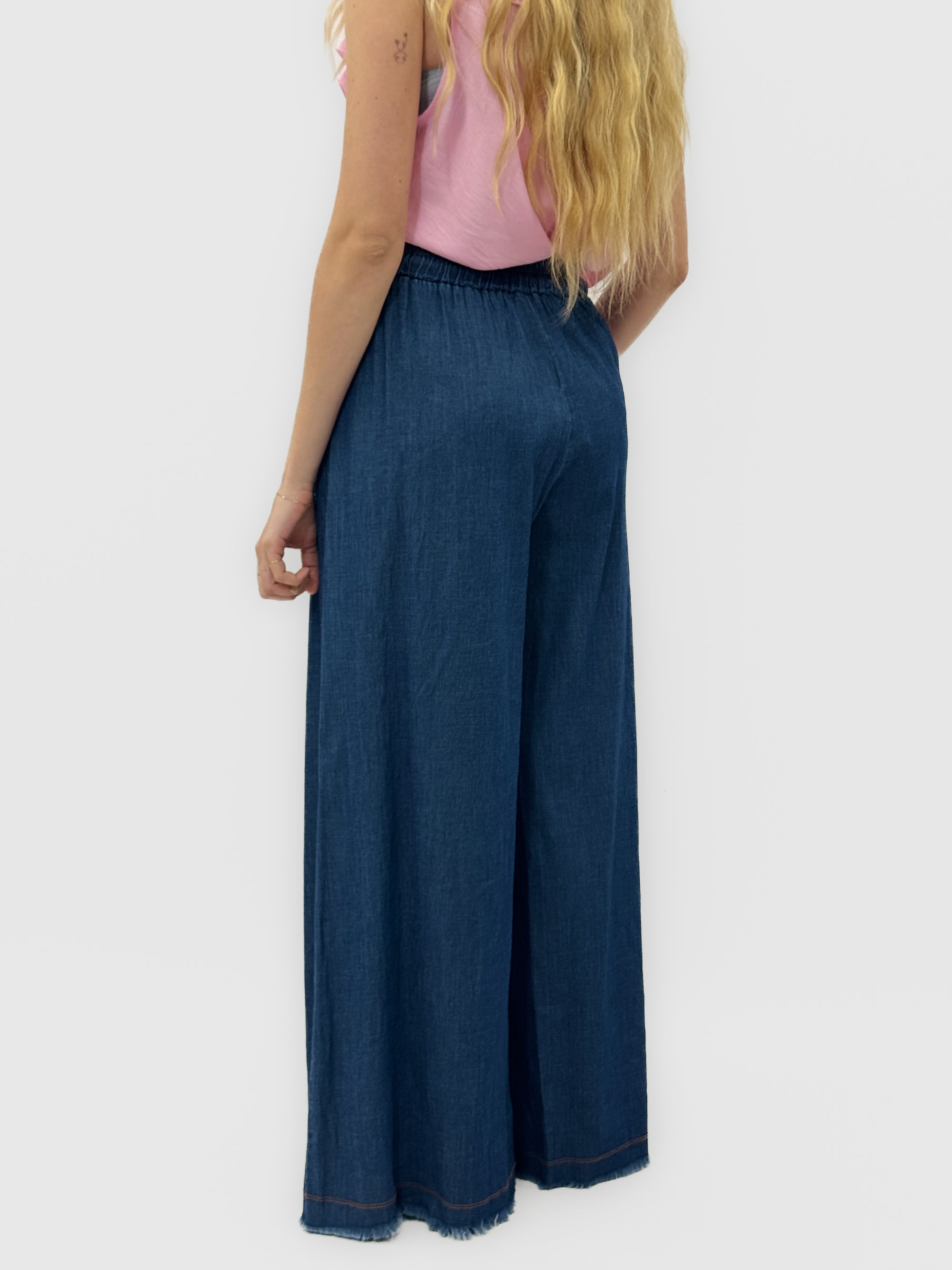 Pantalone Palazzo Denim con Coulisse