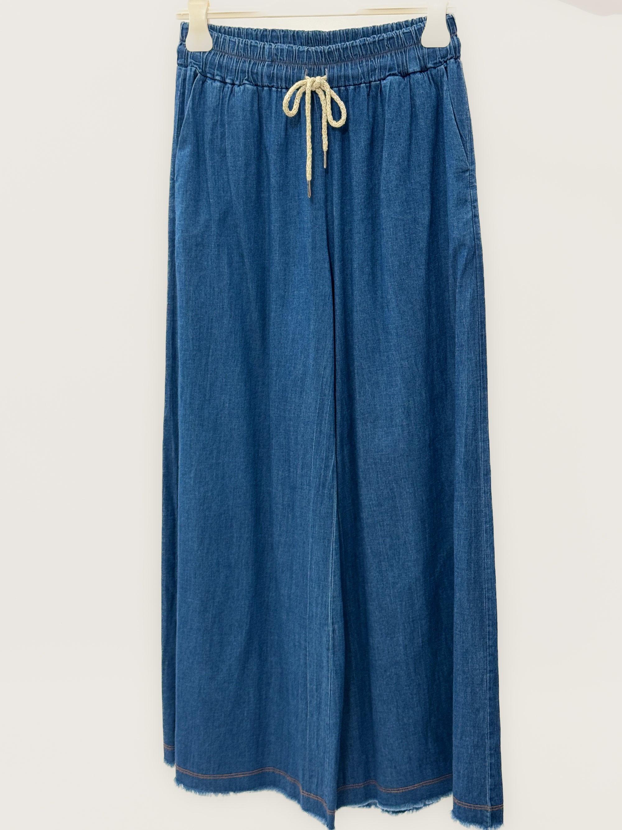 Pantalone Palazzo Denim con Coulisse