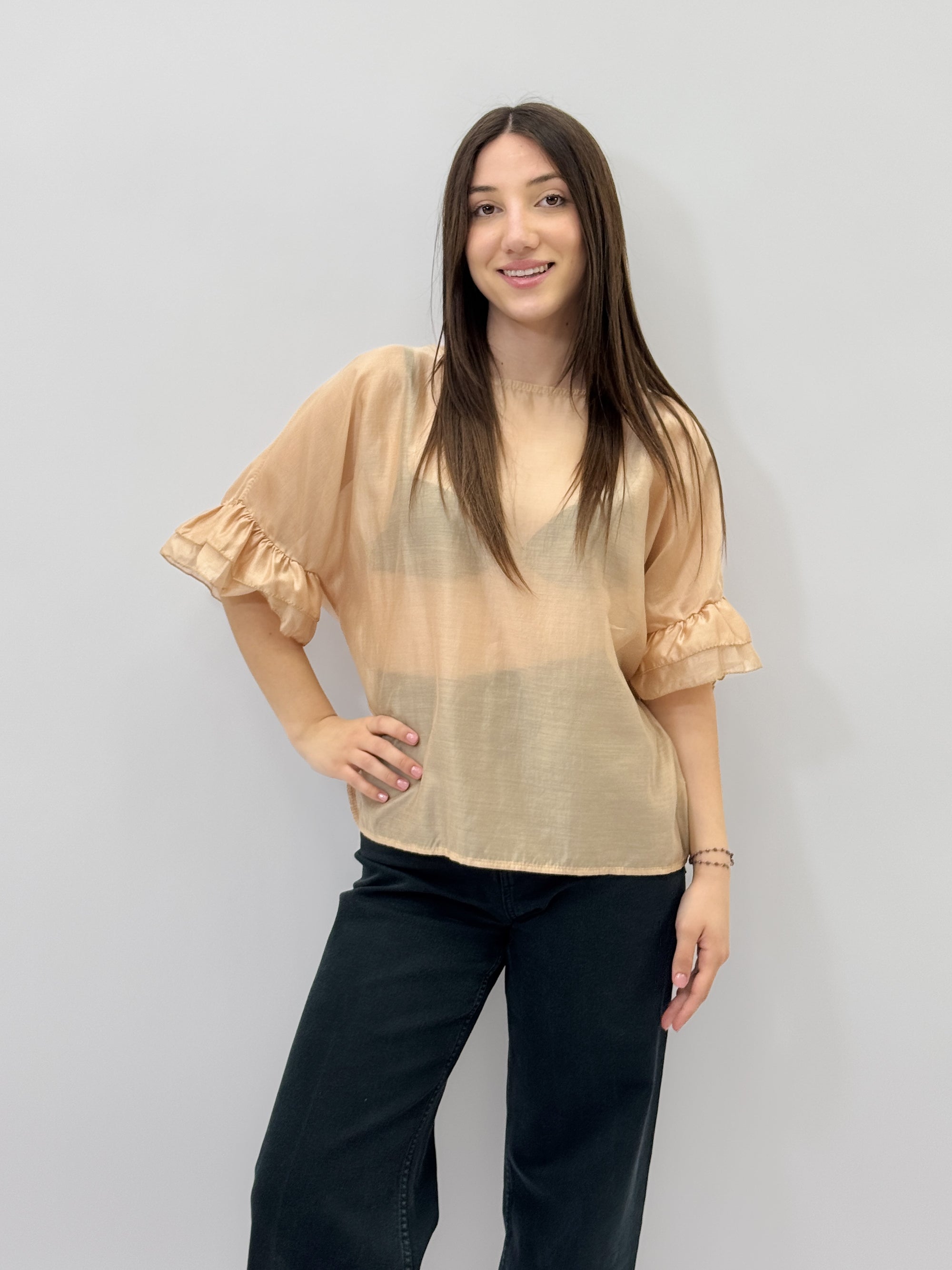 Maglia leggera con maniche volant