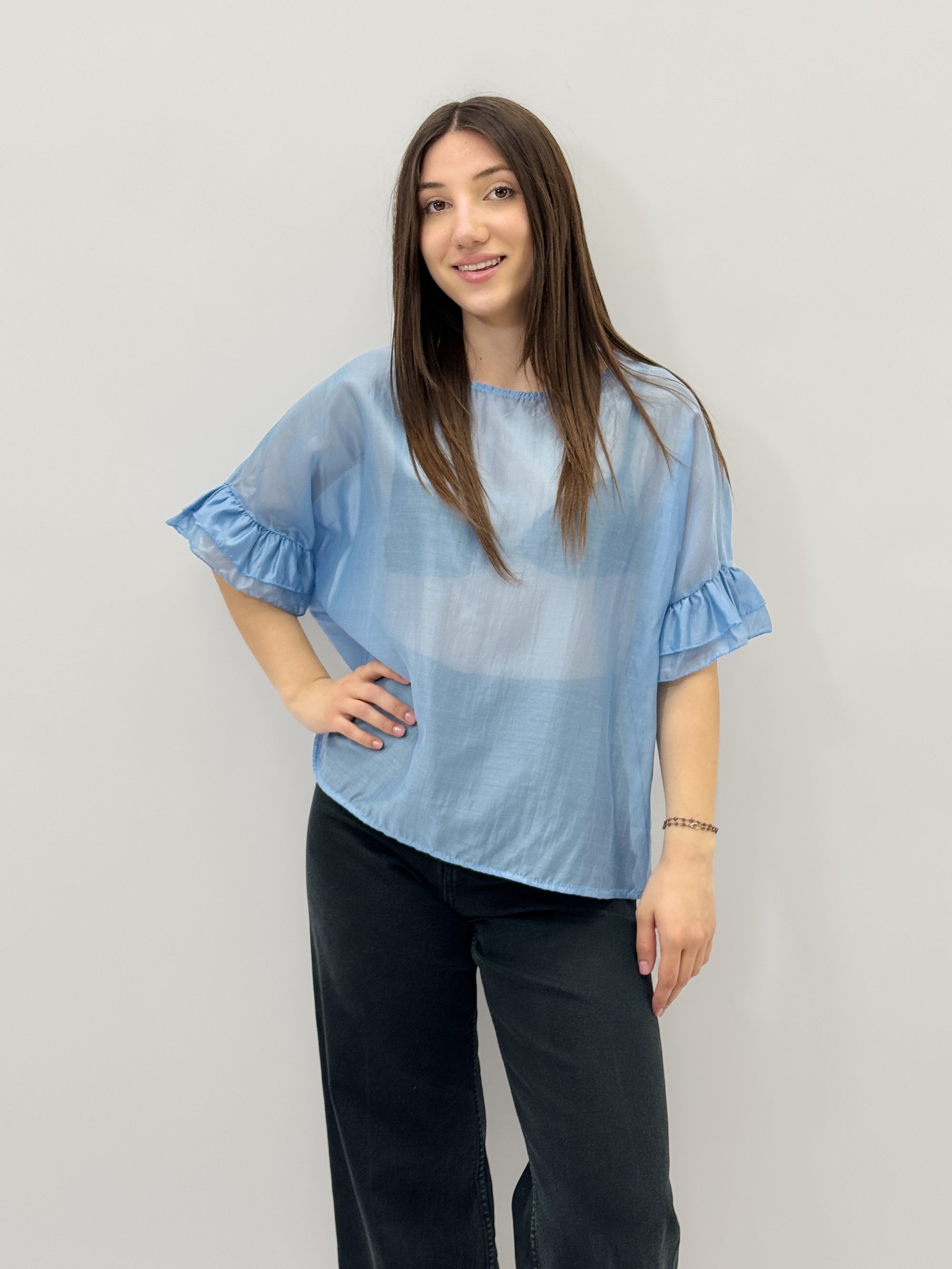 Maglia leggera con maniche volant