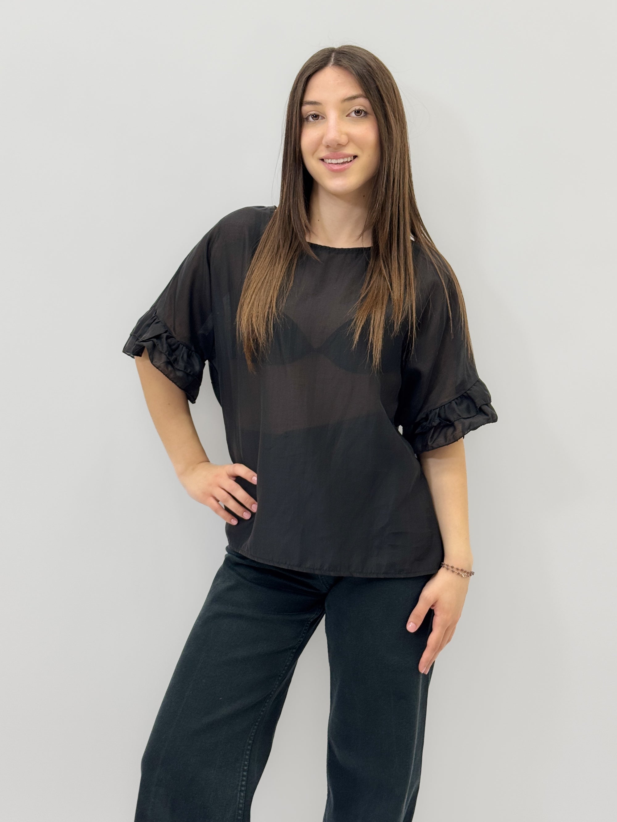 Maglia leggera con maniche volant