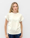 T-shirt Bianca con Borchie sulle Spalle