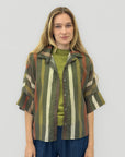 Camicia a Righe con Maniche Corte