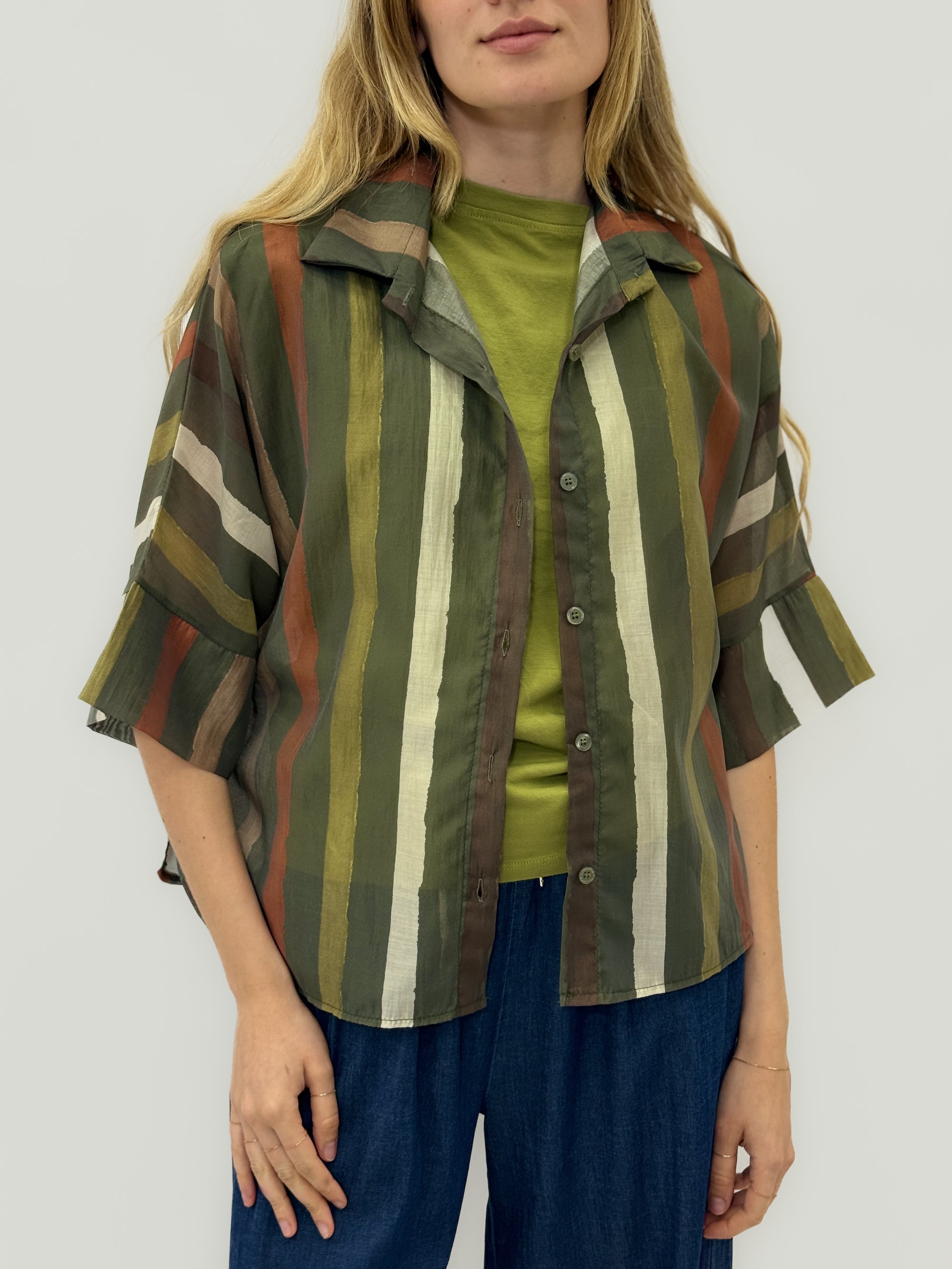 Camicia a Righe con Maniche Corte