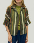 Camicia a Righe con Maniche Corte