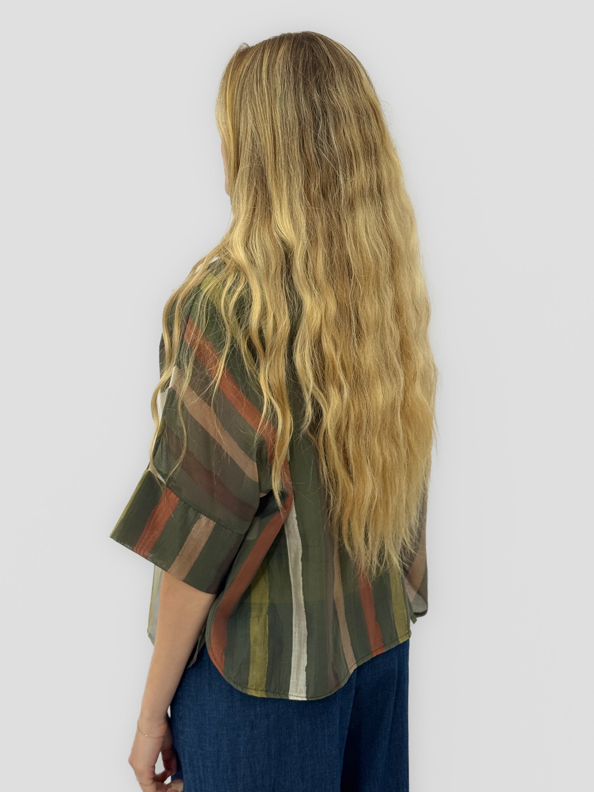 Camicia a Righe con Maniche Corte