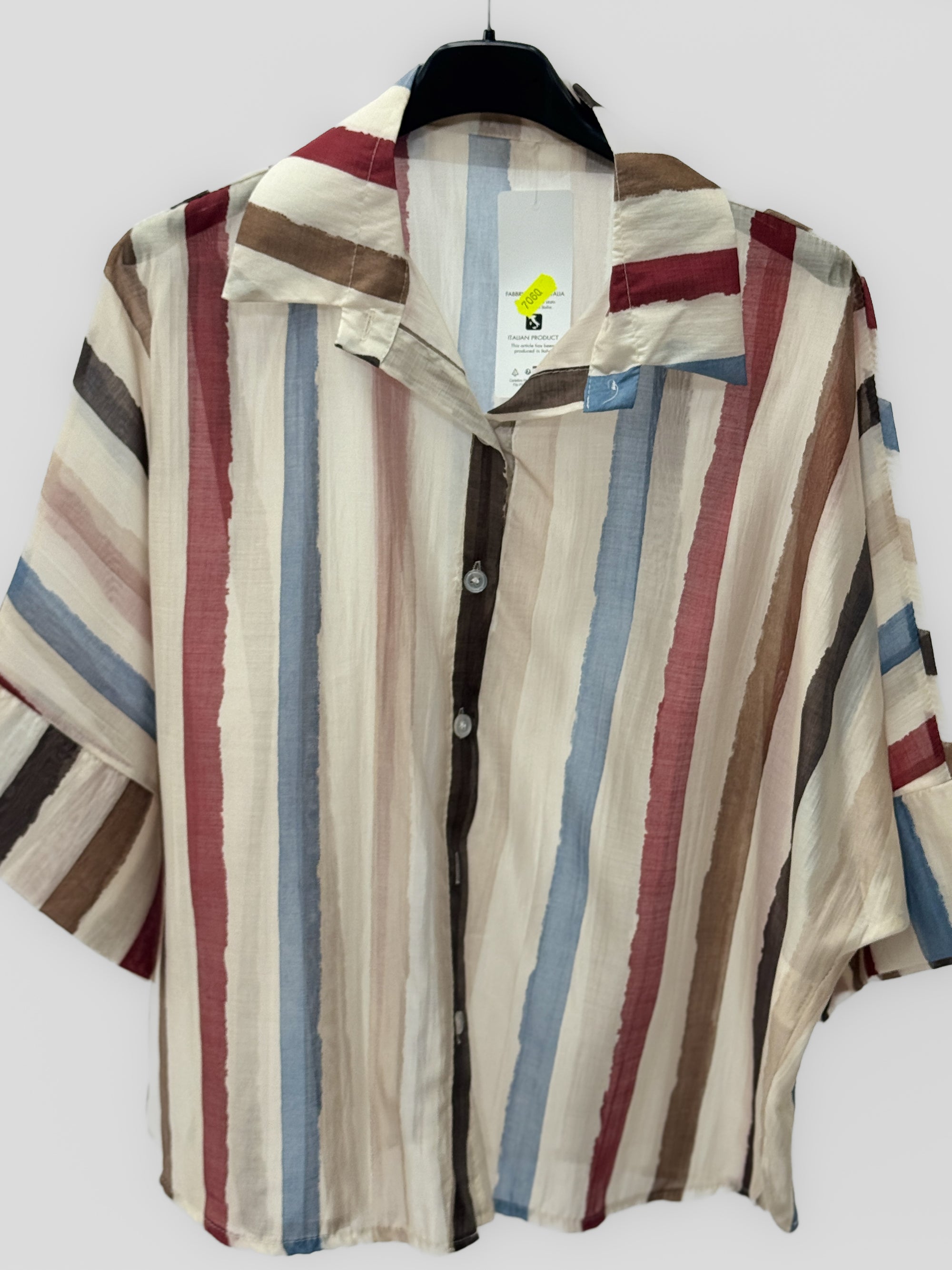 Camicia a Righe con Maniche Corte