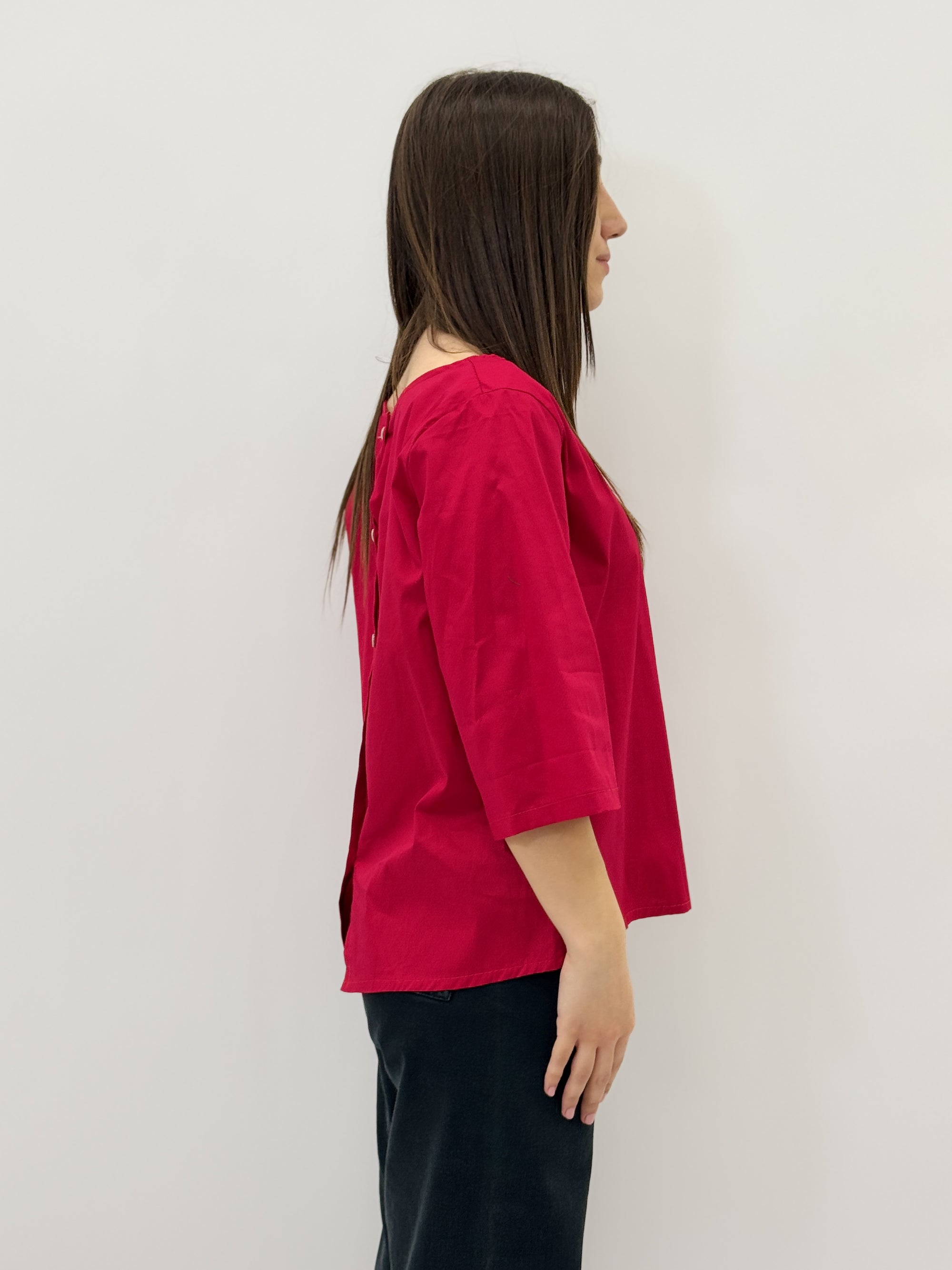 Blusa in cotone scollo a barchetta