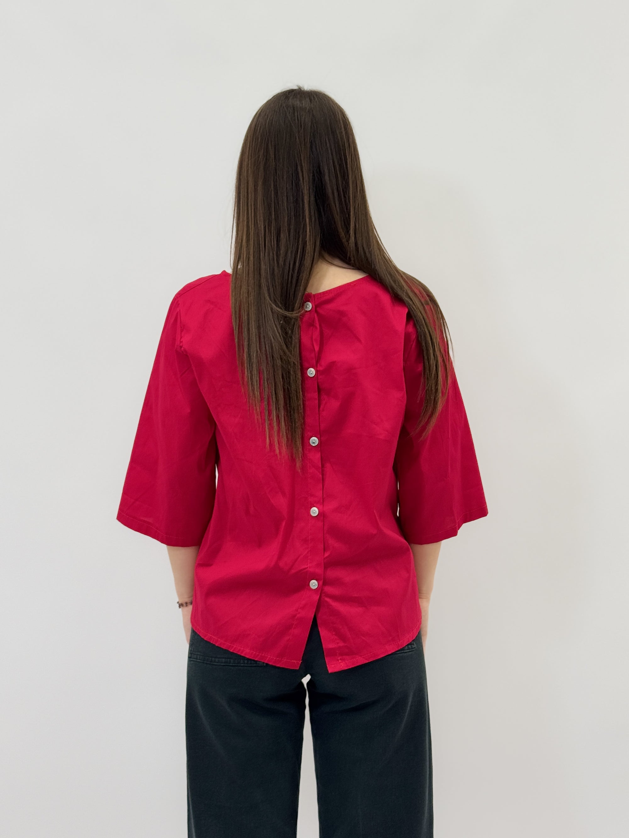Blusa in cotone scollo a barchetta