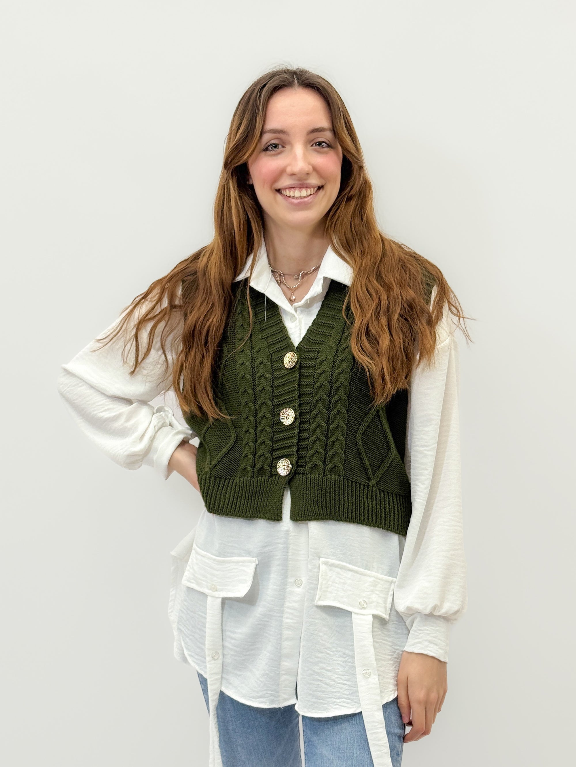 Gilet Donna in Maglia con camicia