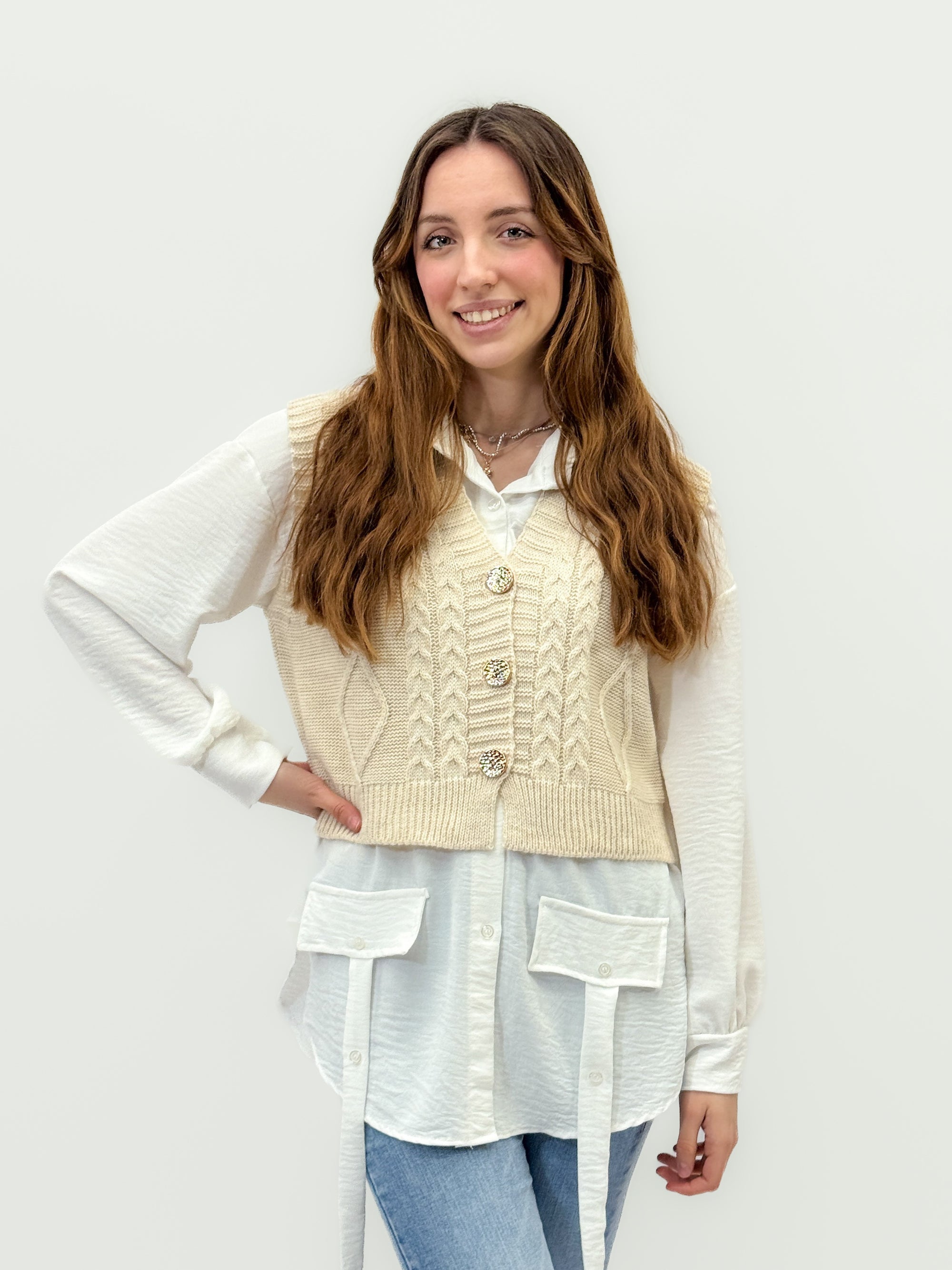 Gilet Donna in Maglia con camicia