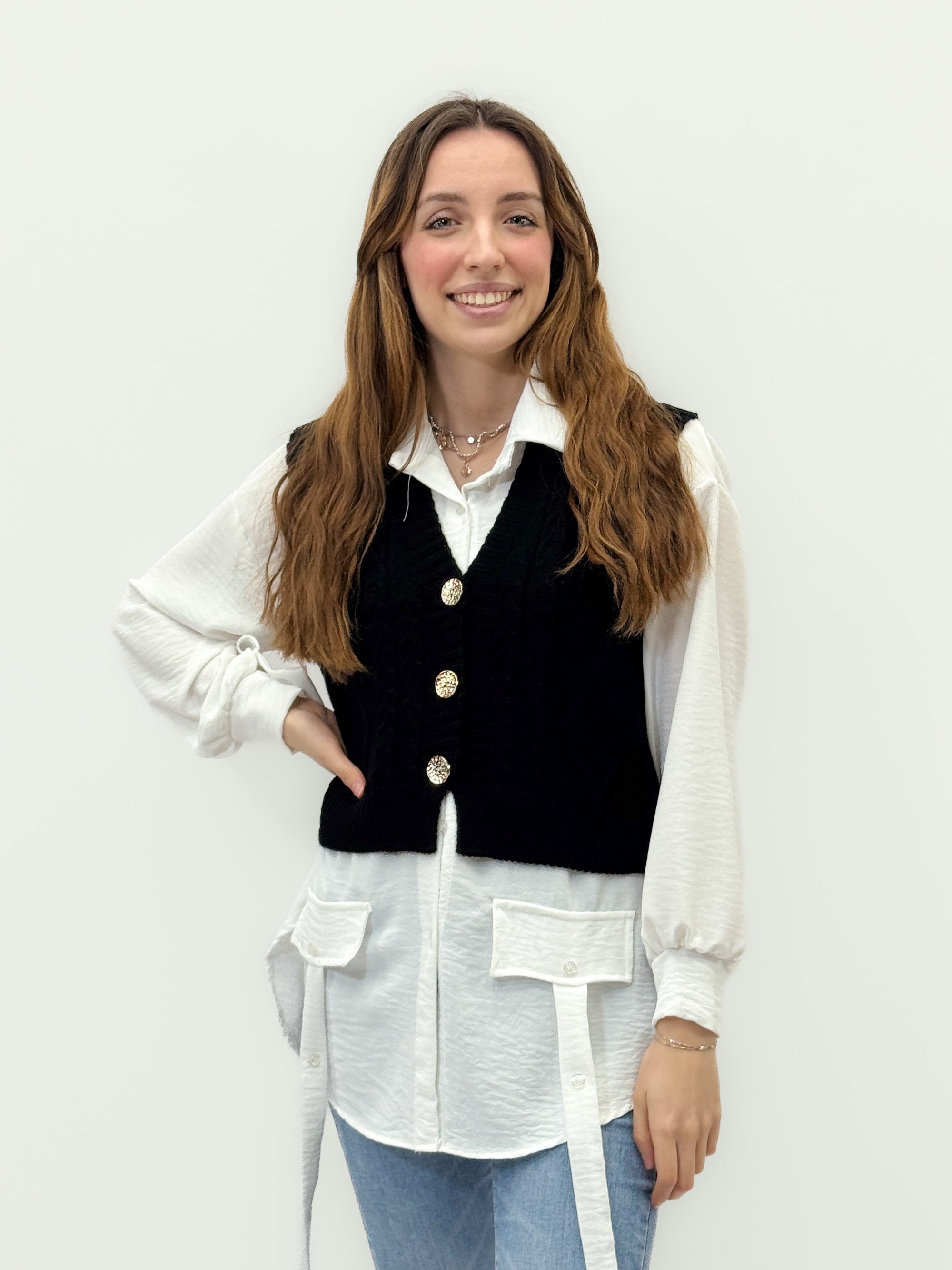 Gilet Donna in Maglia con camicia