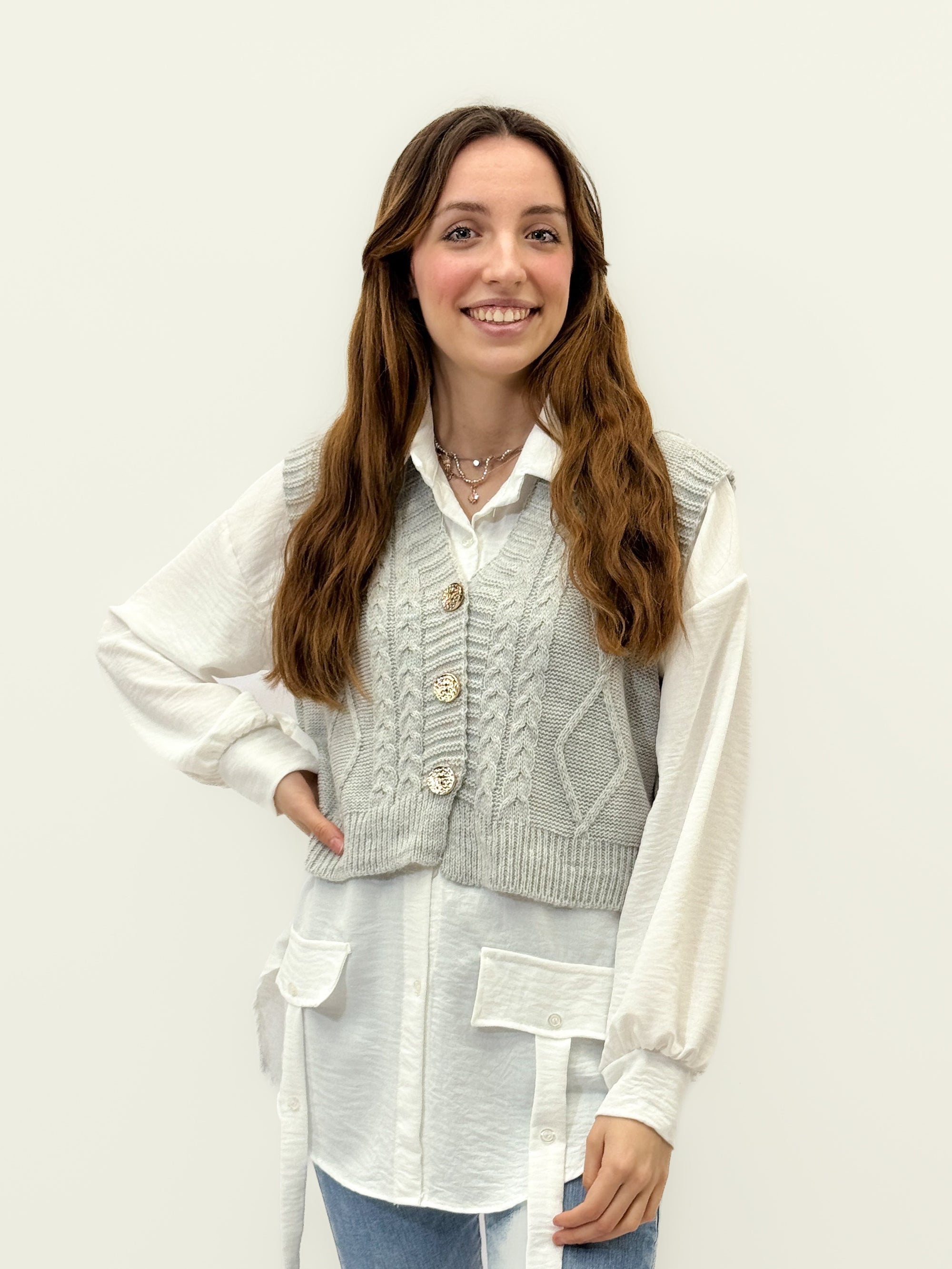 Gilet Donna in Maglia con camicia