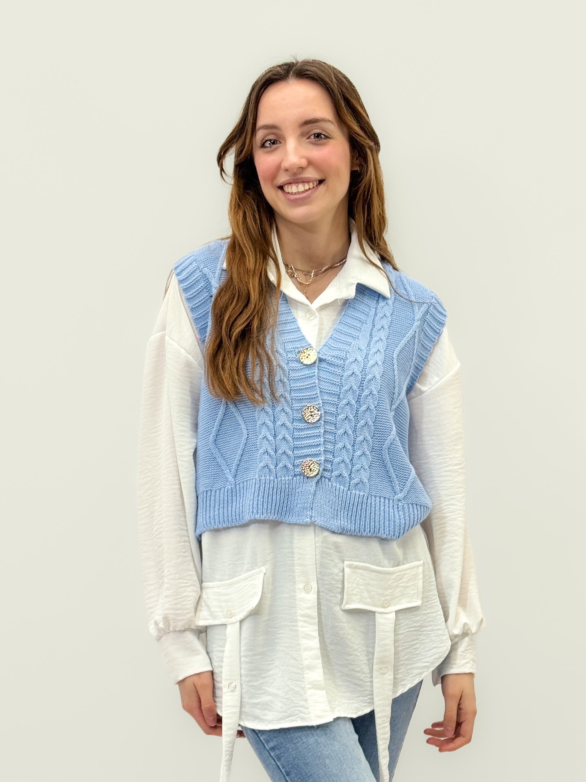 Gilet Donna in Maglia con camicia