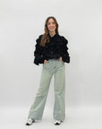 Pantaloni jeans straight con risvolto