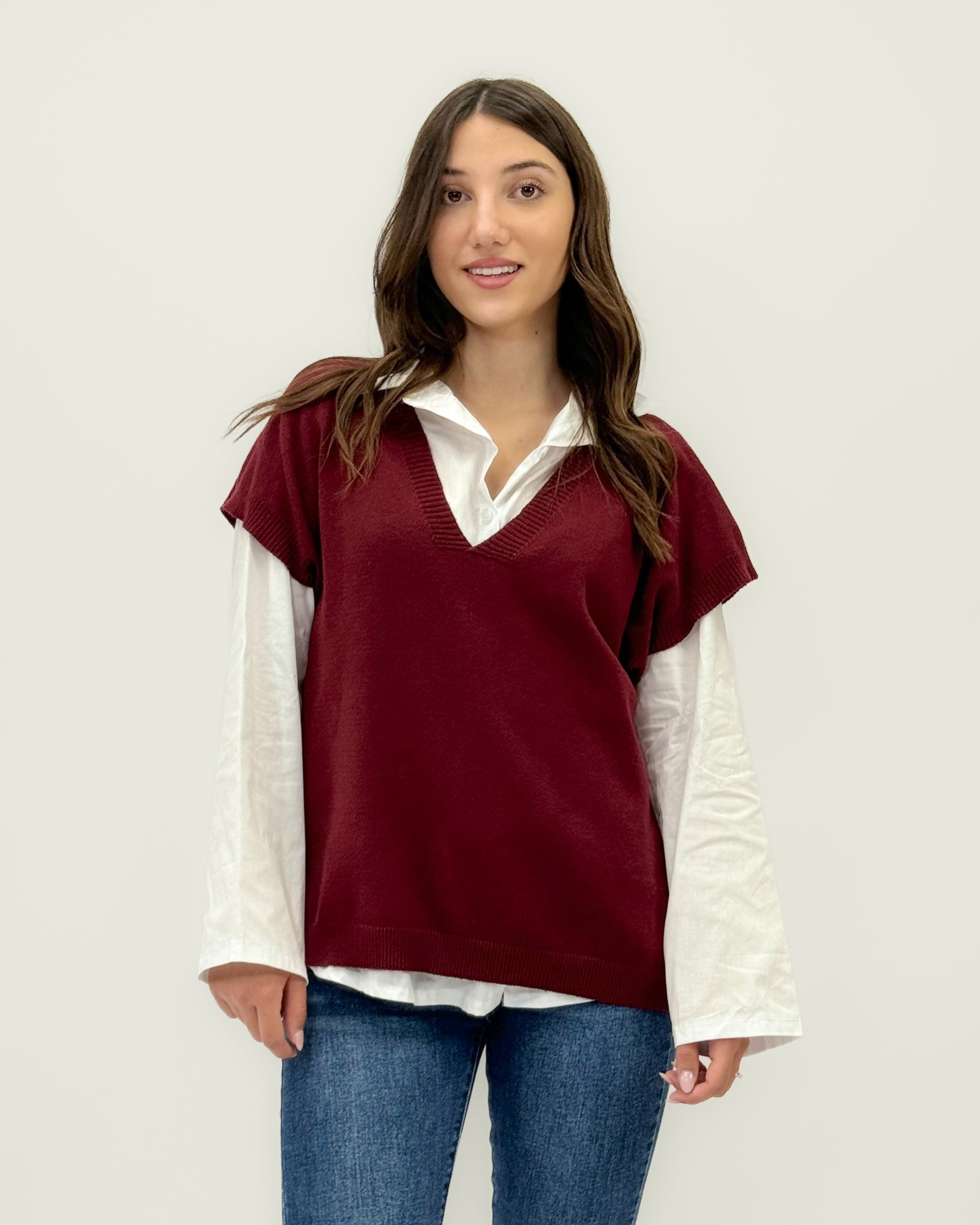 Maglia con camicia combinata