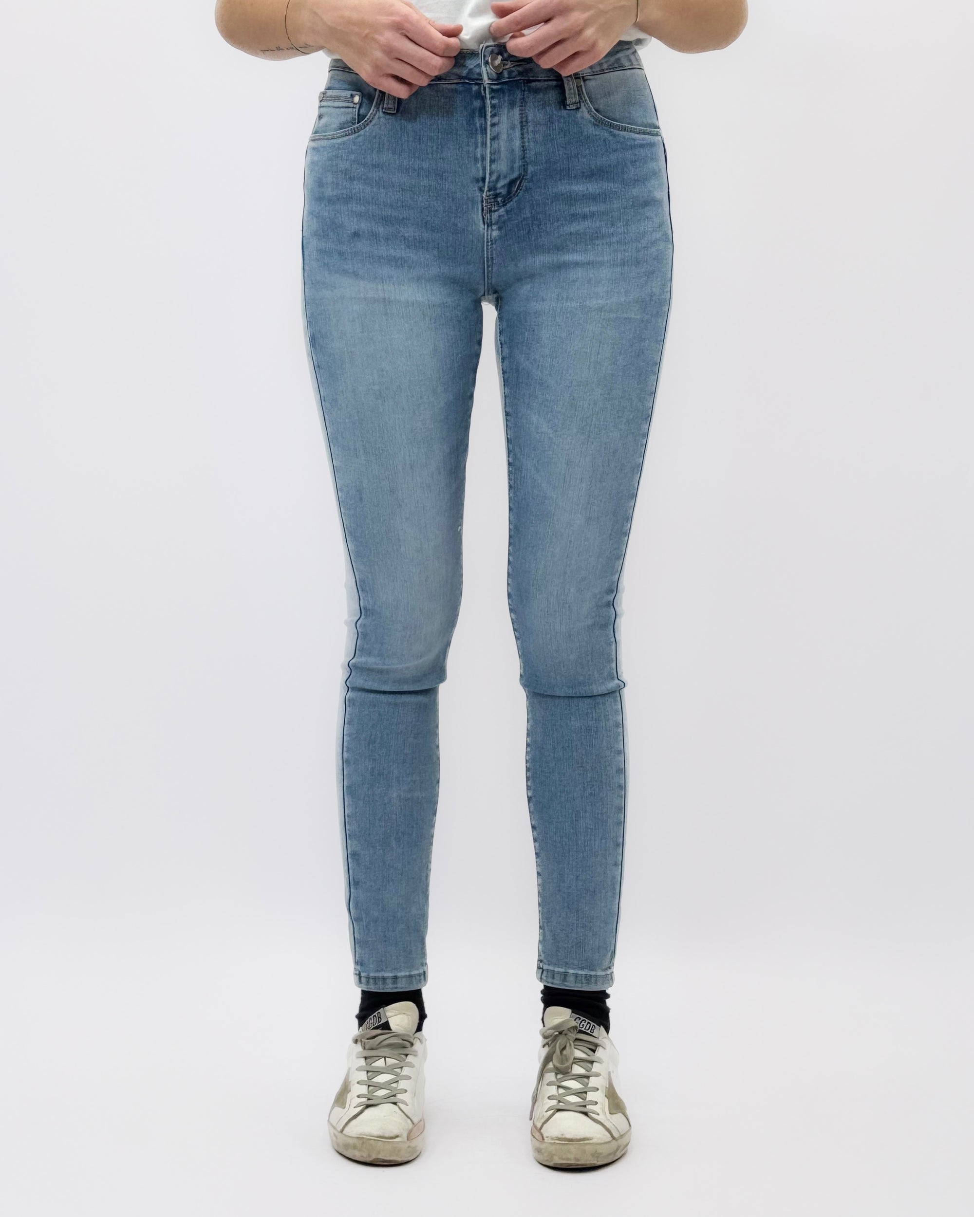 Jeans Donna Skinny Chiaro Effetto Vintage
