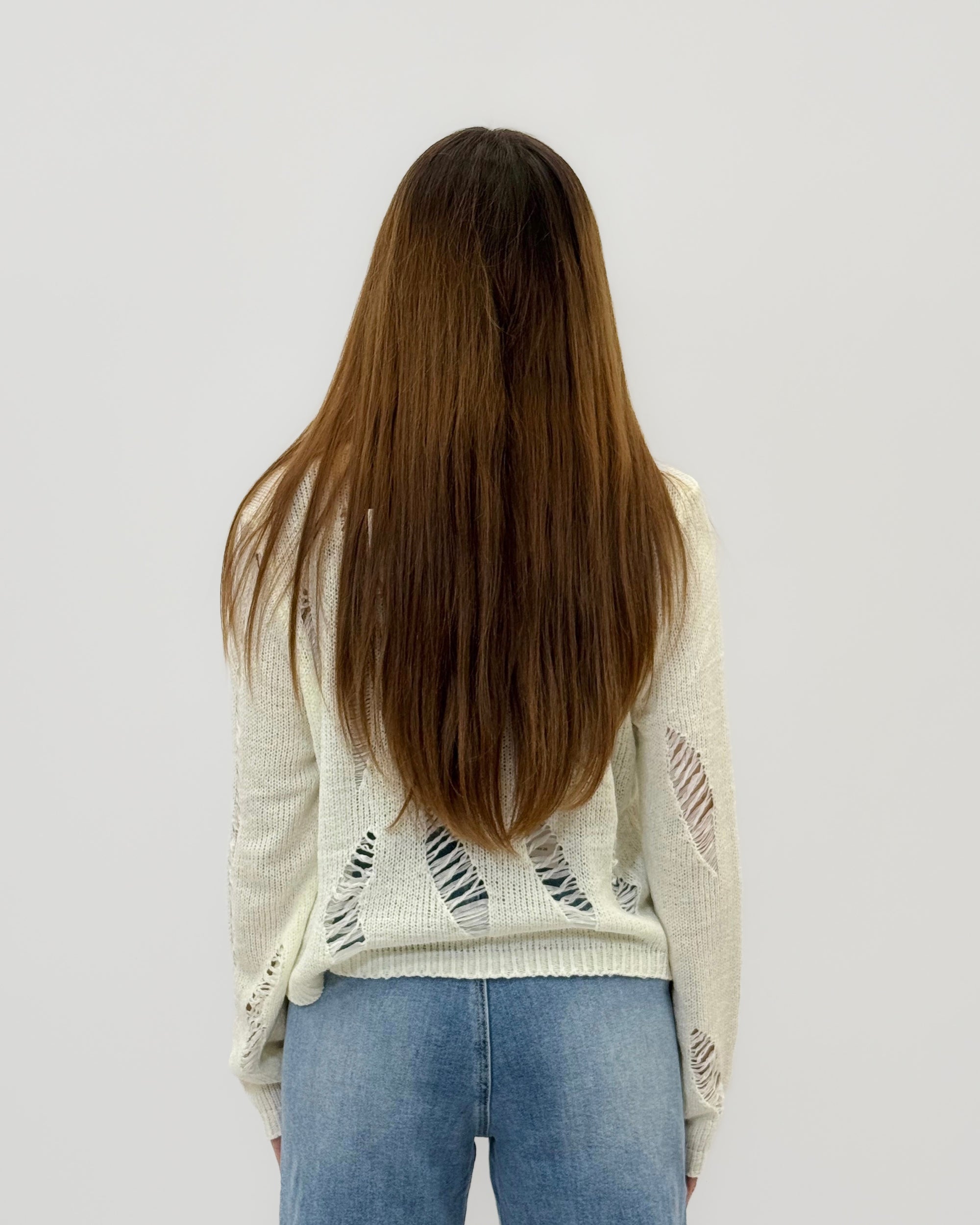 Maglia Traforata Effetto Destroyed