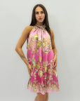 Abito con fantasia scollo halter