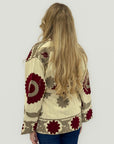 Cardigan Donna Ricamato a Mano in 100% Cotone con Cintura