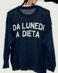 Maglia con scritta “Da lunedì a dieta”