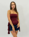 Top aderente con rouches