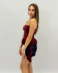 Top aderente con rouches