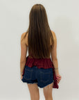 Top aderente con rouches