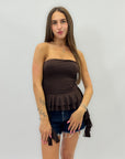 Top aderente con rouches