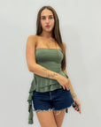 Top aderente con rouches