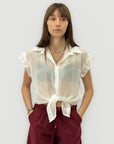 Camicia con Volant e Nodo Frontale
