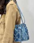 Borsa secchiello denim frangiato
