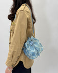 Borsa secchiello denim frangiato