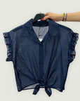 Camicia con Volant e Nodo Frontale