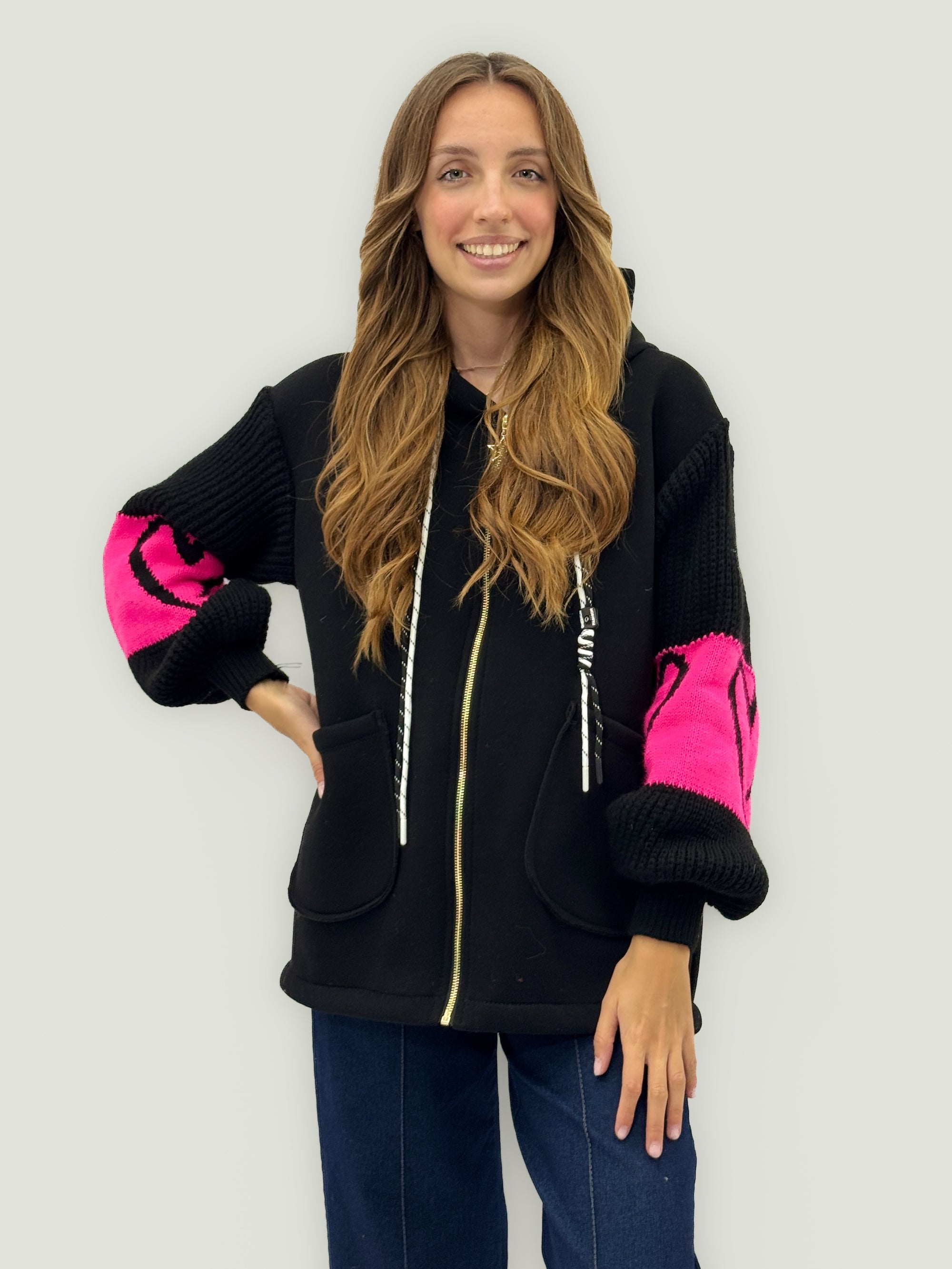 Giacca felpa con maniche in maglia