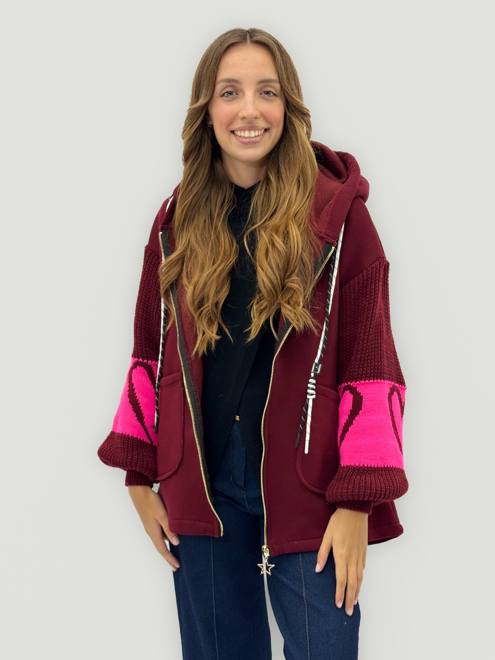 Giacca felpa con maniche in maglia