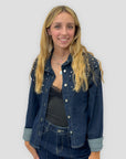 Camicia donna in denim con applicazioni gioiello