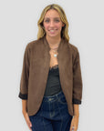 Giacca donna aperta effetto suede