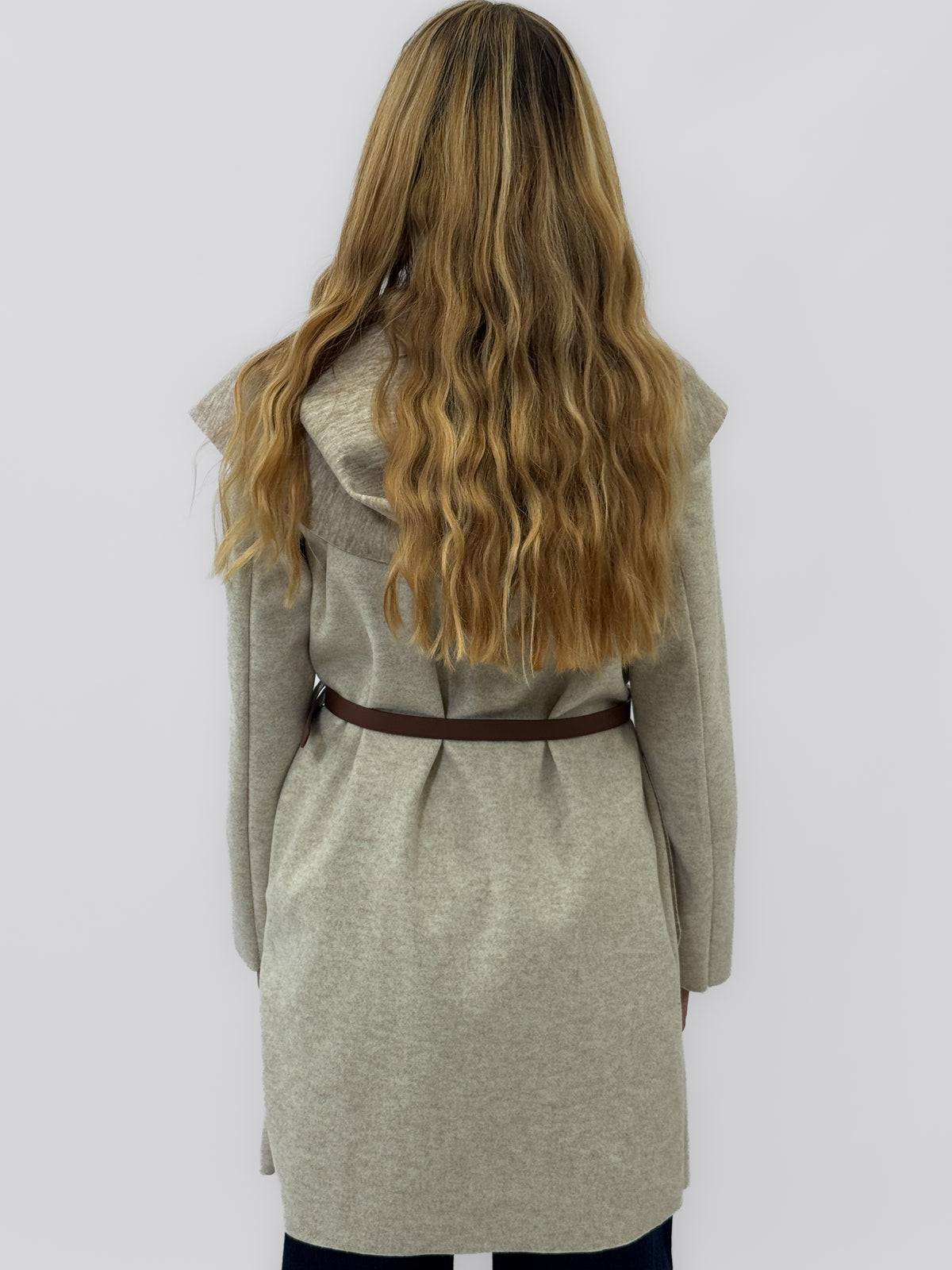 Cardigan lungo donna con cintura