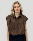 Camicia Cotone Smanicata con Bottoni