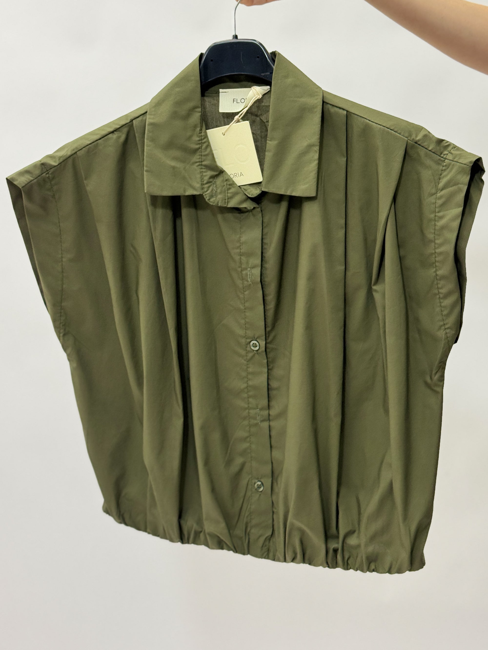 Camicia Cotone Smanicata con Bottoni