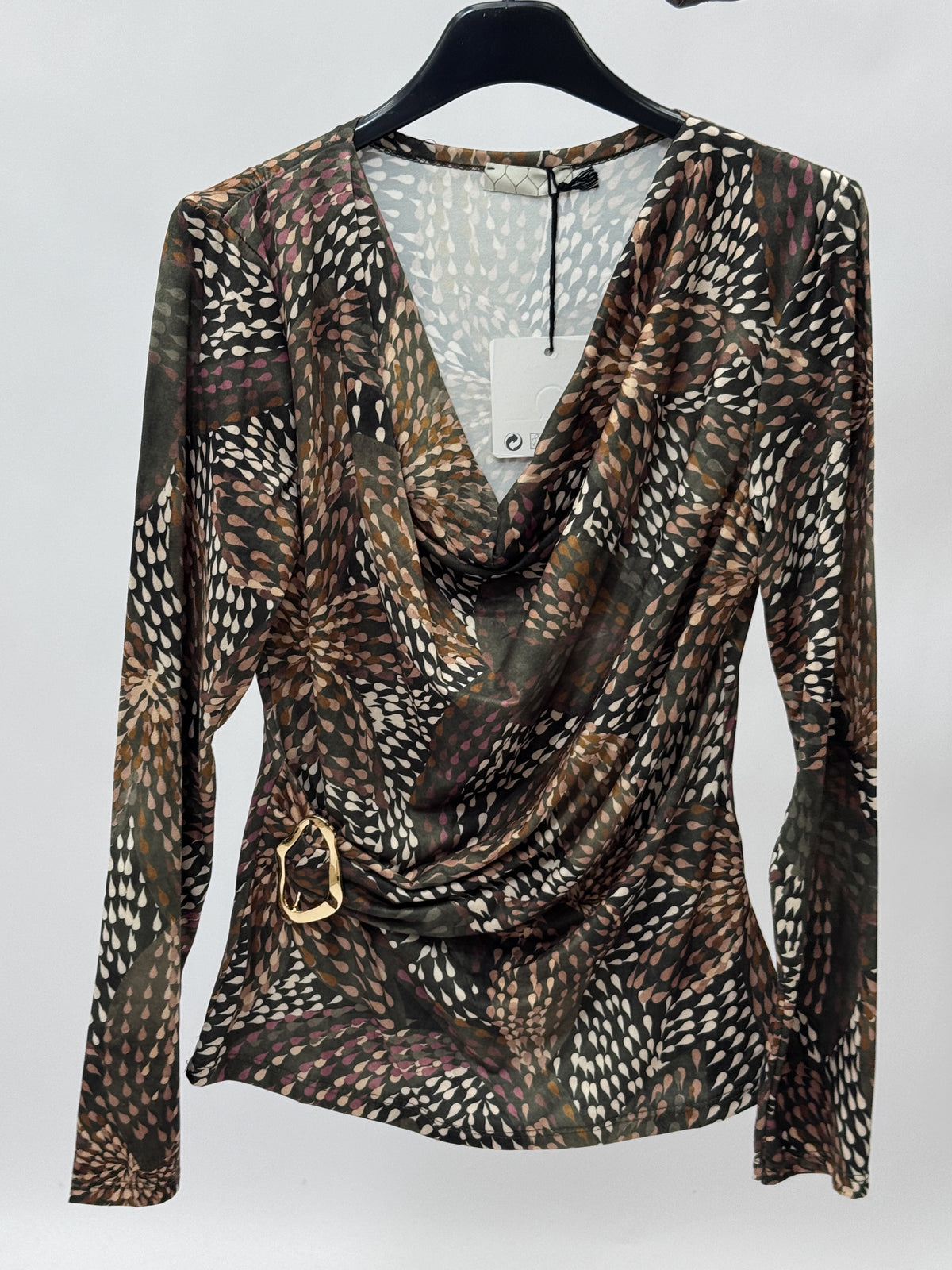 Top Drappeggiato Fantasia con Anello Laterale Made in Italy