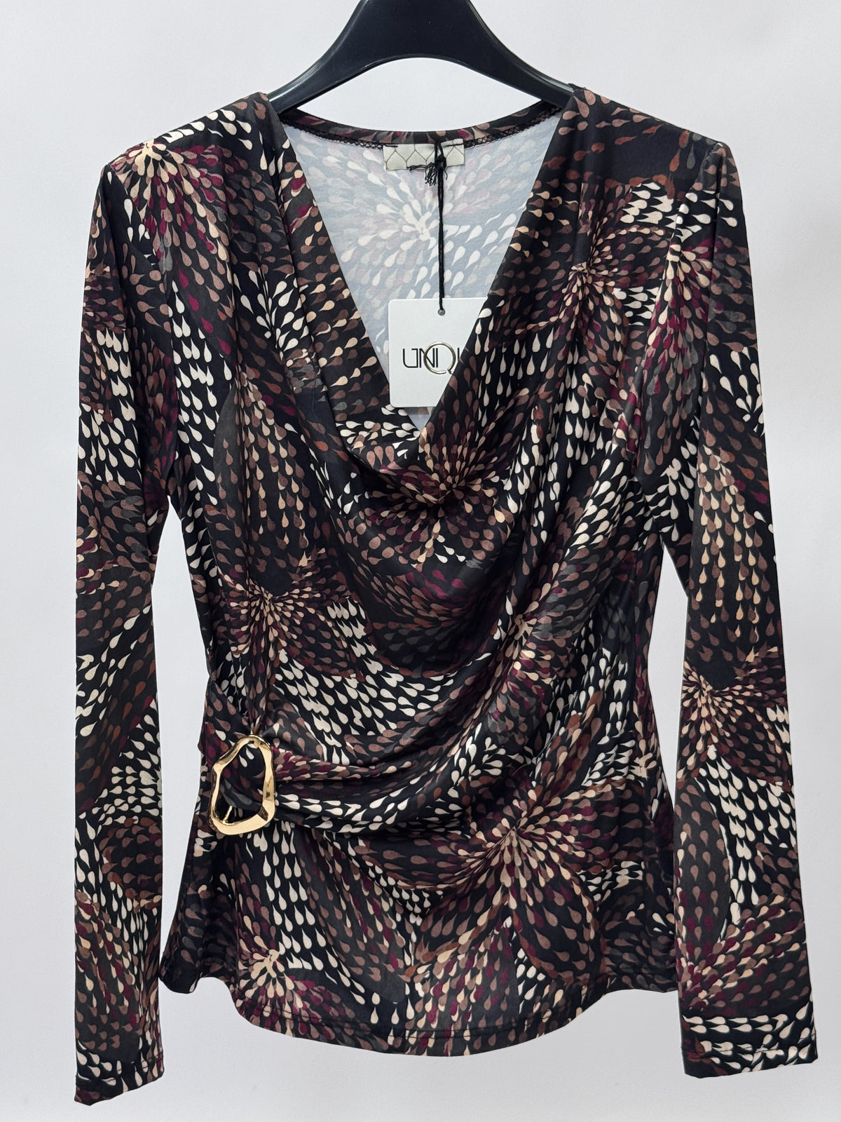 Top Drappeggiato Fantasia con Anello Laterale Made in Italy