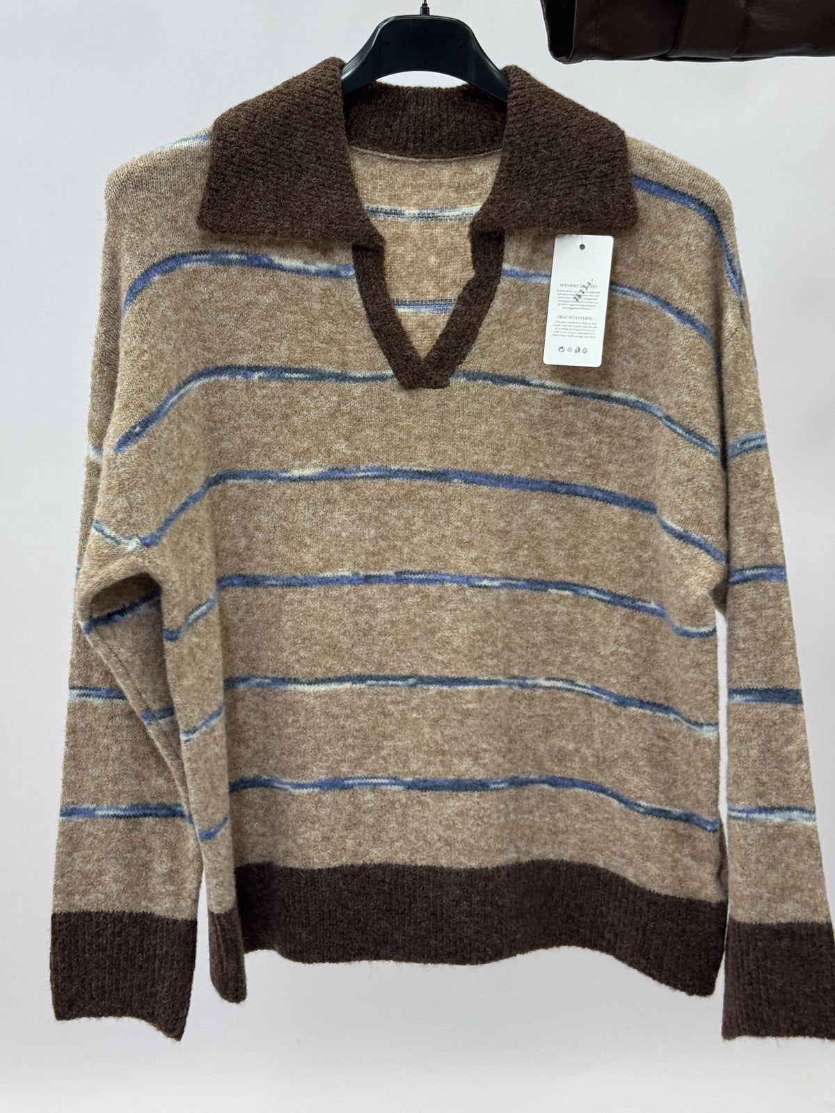 Maglione Polo Morbido Misto Lana a Righe Made in Italy