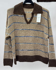 Maglione Polo Morbido Misto Lana a Righe Made in Italy