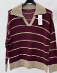 Maglione Polo Morbido Misto Lana a Righe Made in Italy
